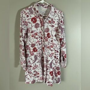 Livro Mini Long Sleeve Shirt Dress Red and White Medium‎